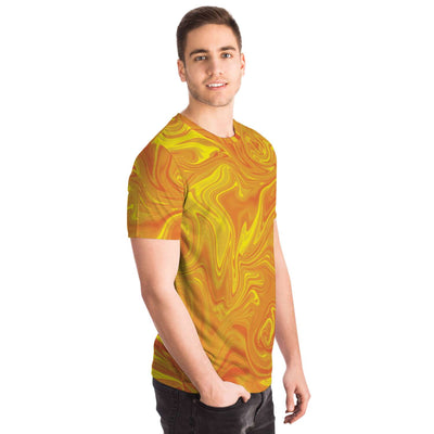 Golden Liquid Paint Swirls Psychedelic Waves Unisex T-shirt - kayzers