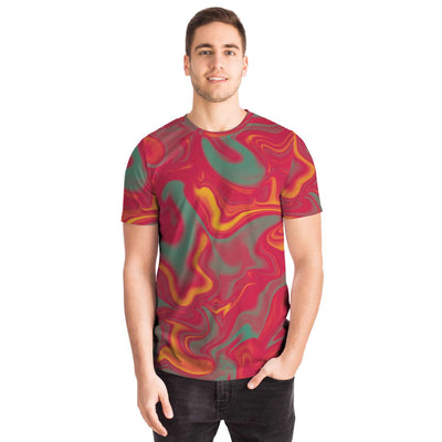 Red Smoke Liquid Abstract Sunset Paint Yellow Ombre Iridescence Unisex T-shirt - kayzers