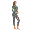 Psychedelic Art DMT Trippy Festival Print Women's Long-sleeved High-neck Playsuit With Zipper - kayzers