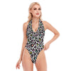 Colorful Leopard Animal Print Women's Backless V-neck Skinny Bodysuit - kayzers