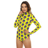 Peace Sign Print Women's Turtleneck Long Sleeve Bodysuit - kayzers