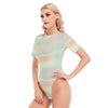 Meringue Ombre Print Women's O-neck Short Sleeve Bodysuit - kayzers