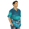 Northern Lights Aurora Print Men's Hawaiian Shirt With Button Closure - kayzers