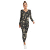 Rockstar Print Women's Plunging Neck Pajama Jumpsuit - kayzers