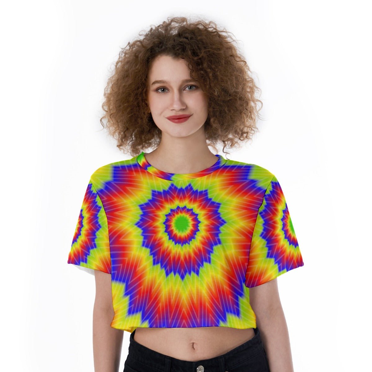 Psychedelic Optical Illusion Print Crop Top