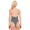 Colorful Leopard Animal Print Women's Backless V-neck Skinny Bodysuit - kayzers