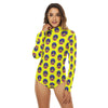 Peace Sign Print Women's Turtleneck Long Sleeve Bodysuit - kayzers