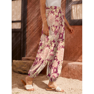 Floral Print Women's Carrot Pants - kayzers