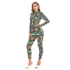 Psychedelic Art DMT Trippy Festival Print Women's Long-sleeved High-neck Playsuit With Zipper - kayzers