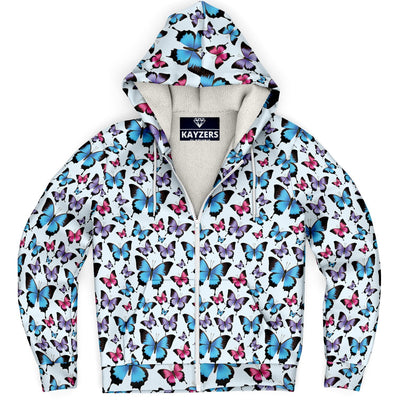 Butterfly Print Unisex Microfleece Zip Up Hoodie - kayzers