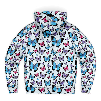 Butterfly Print Unisex Microfleece Zip Up Hoodie - kayzers