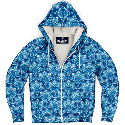 Winter Snowflakes Decorative Pattern Zip Up Microfleece Unisex Hoodie - kayzers