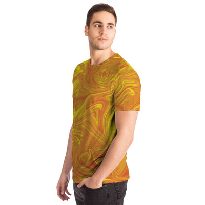 Golden Liquid Paint Swirls Psychedelic Waves Unisex T-shirt - kayzers