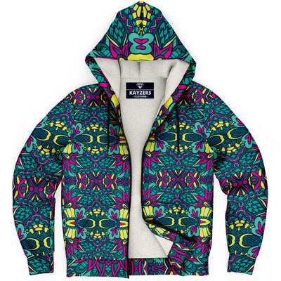 Ethnic Tribal Festive Pattern Zip Up Microfleece Hoodie - kayzers