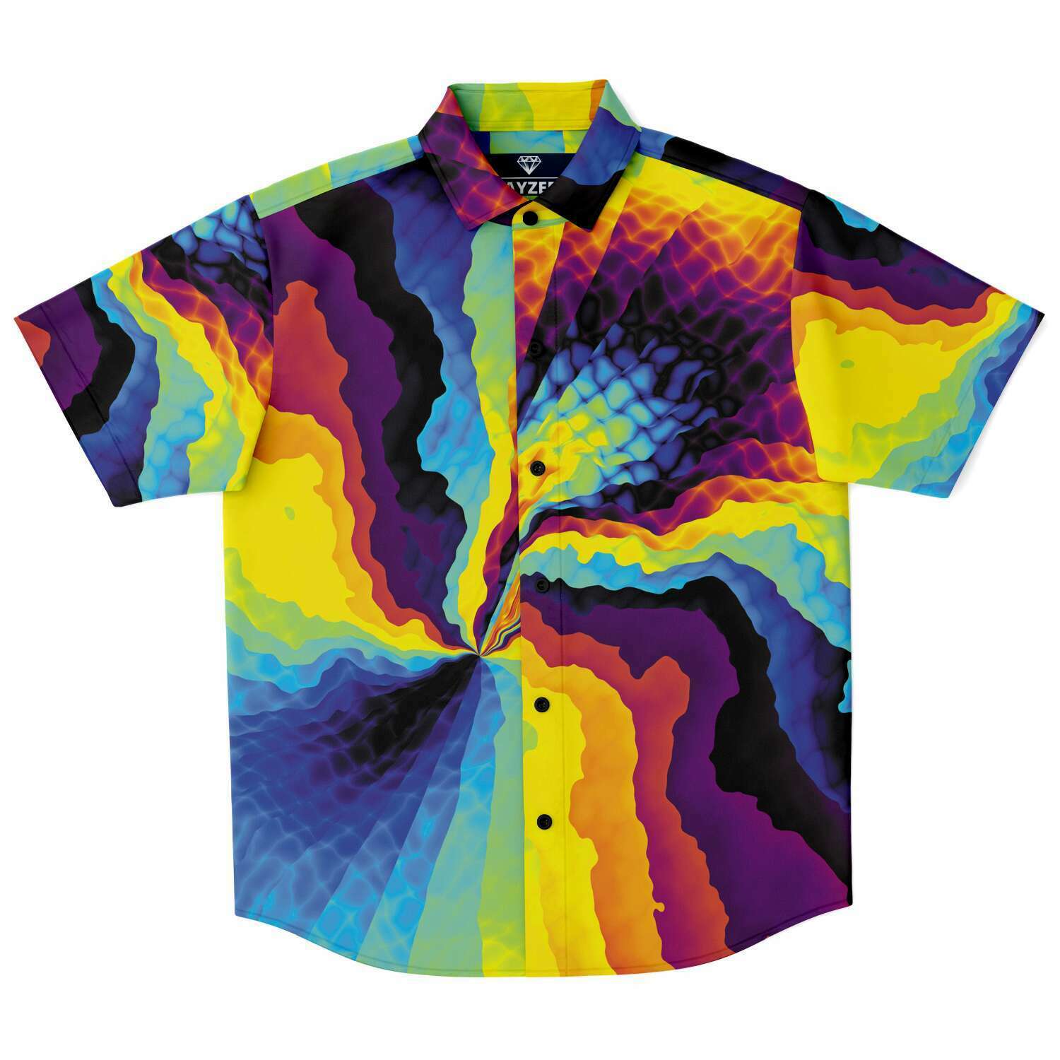 Colorful Psychedelic Rainbow Pinch Swirl Trippy Men's Short Sleeve Button  Down Shirt