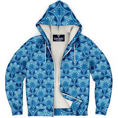 Winter Snowflakes Decorative Pattern Zip Up Microfleece Unisex Hoodie - kayzers