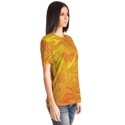 Golden Liquid Paint Swirls Psychedelic Waves Unisex T-shirt - kayzers