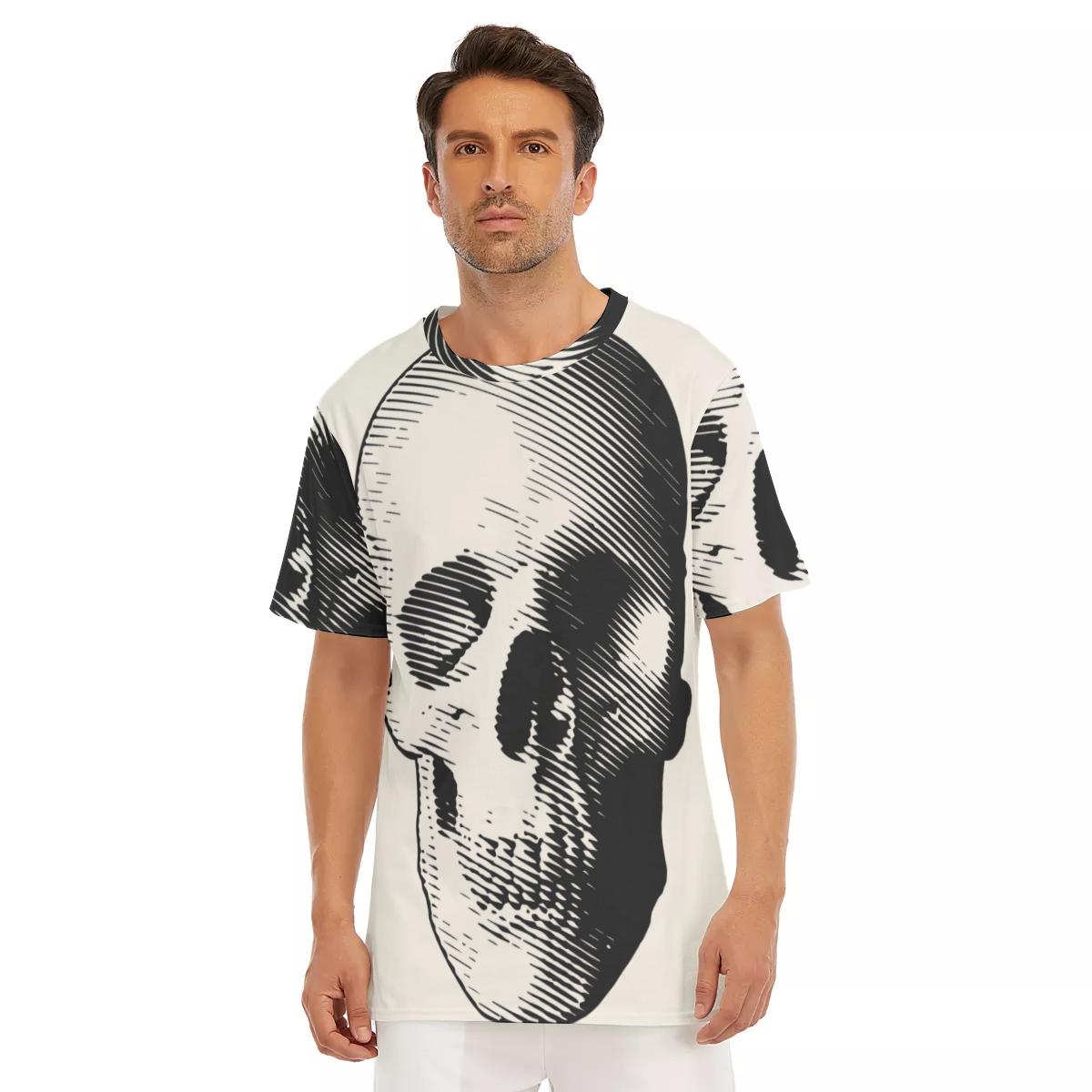 Round Neck T Shirt - Skull Print, Cotton T-Shirt with print