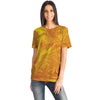 Golden Liquid Paint Swirls Psychedelic Waves Unisex T-shirt - kayzers