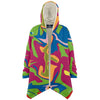 Abstract Colorful Liquid Psychedelic Print Unisex Microfleece Luxurious Cloak - kayzers