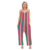 Colorful Stripes Print Women's Loose Cami Jumpsuit