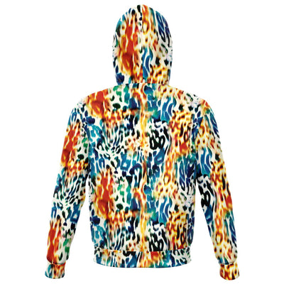 Colorful Leopard Animal Print Zip Up Hoodie