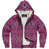 Ethnic Tribal Geometric Pattern Microfleece Zip Up Hoodie - kayzers