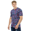 Red Blue  Liquid Magma Plasma Psychedelic Swirls Trippy Print Men's T-shirt - kayzers