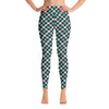 Jade Green Checks Plaid Pattern Women's Yoga Leggings - kayzers