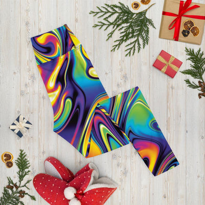 Liquid Psychedelic Carnival Festival Colorful Yoga Leggings - kayzers