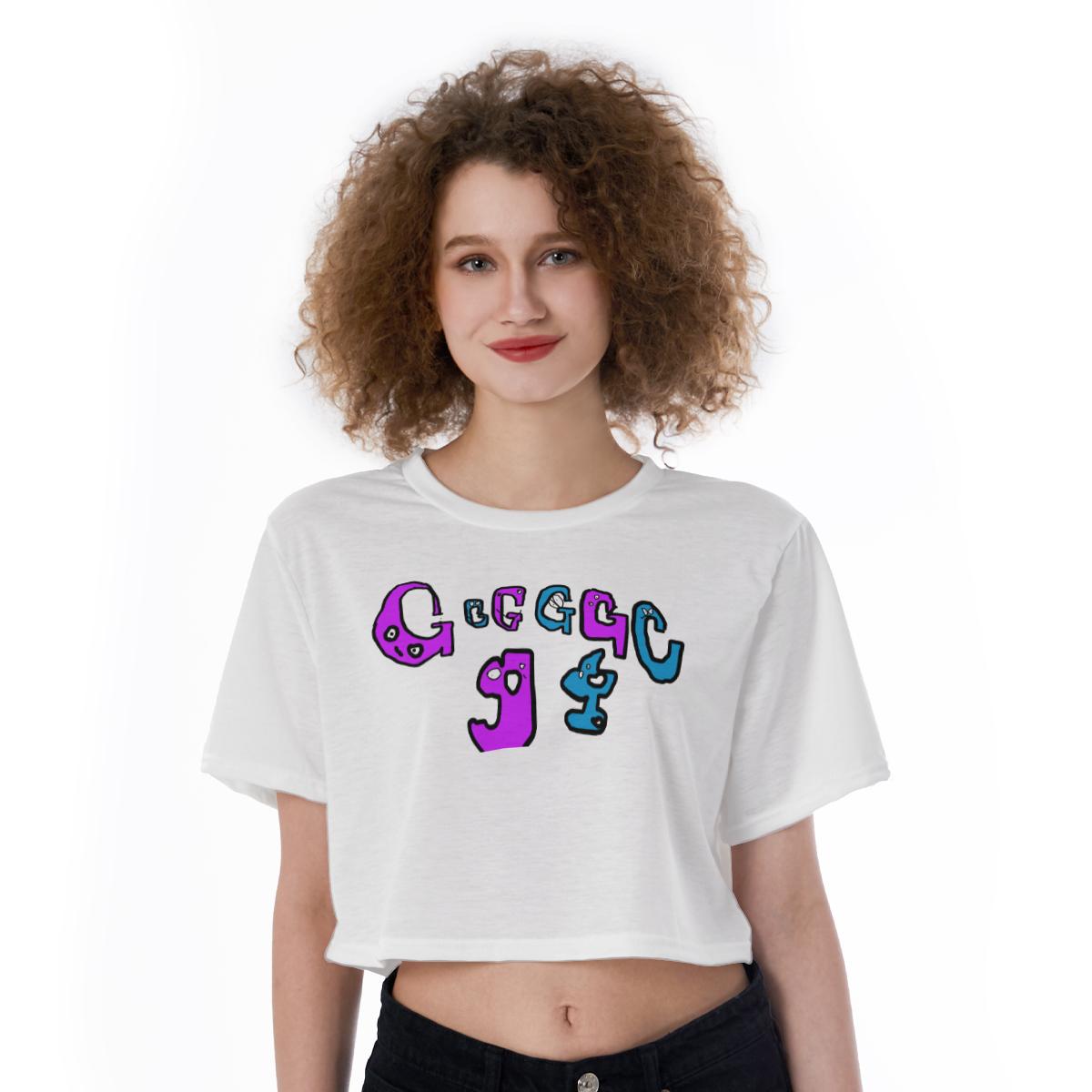 G's Letters Print Cropped T-Shirt, Abstract G letters Print Crop Top