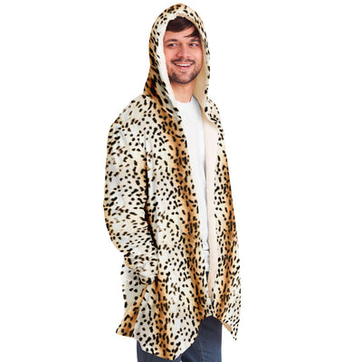 White Leopard Animal Print MicroFleece Cloak