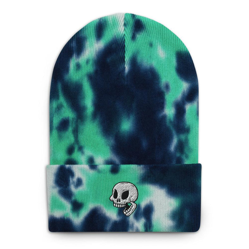 Skull Logo Embroidery Tie-dye Cotton Beanie - kayzers